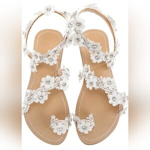 Flower & Rinestone Flat Sandles Size 7.5